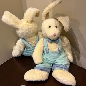 (2) vintage Russ Plus 2 Weighted Bunny Corduroy Britches Plush Toys